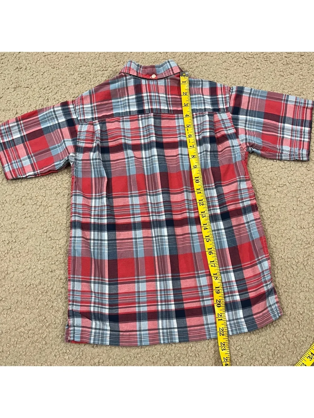 Polo Ralph Lauren Boys Shirt Size Small 8 S Plaid Red Blue Short Sleeve Button